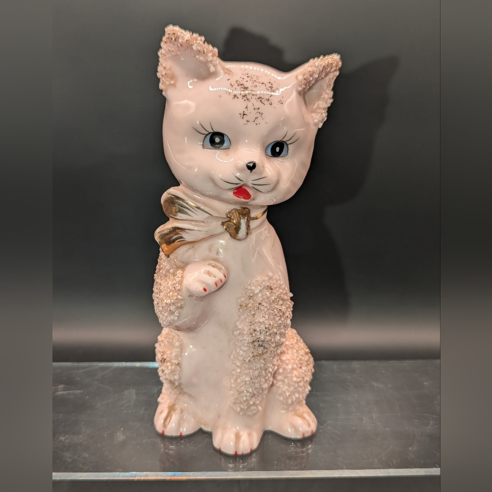 Vintage Blush Pink Cat Figurine